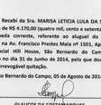Cópia de recibo de aluguel entregue à Justiça pelo ex-presidente Lula com data de 31 de junho, inexistente no calendário  Foto: Agência Brasil