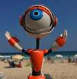 Robozinho que é mascote do ‘Big Brother’ sabatina quem deseja aparecer na tela da Globo.  Foto: Reprodução/Twitter/@bbb  / Sala de TV