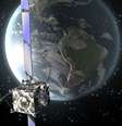 Impressão artística da sonda europeia Rosetta em órbita ao redor da Terra, em novembro de 2009 | Foto: ESA  Foto: BBC News Brasil