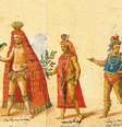 Aquarela sobre pergaminho mostra índios brasileiros, um deles com um manto tupinambá; mantos conhecidos estão em museus da Europa  Foto: BBC News Brasil