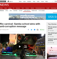 BBC destacou mensagem anti-corrupção da Beija-Flor  Foto: Reprodução