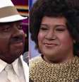 Naiara Azevedo como Katy Perry, Mumuzinho na pele de Péricles e Tiago Abravanel interpretando Gloria Gaynor: grandes apresentações no ‘Domingão’  Foto: Reproduções/Facebook @RedeGlobo 