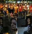 O ato Luzes para Marielle e Anderson reúne manifestantes no Largo do Machado. O público compareceu segurando velas e lanternas  Foto: Agência Brasil