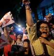 Manifestantes pró-Lula na frente do Sindicato dos Metalúrgicos de São Bernardo do Campo  Foto: Reuters