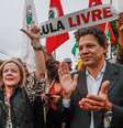 A presidente nacional do PT, Gleisi Hoffmann, e o ex-prefeito de São Paulo Fernando Haddad.  Foto: Ricardo Stuckert/Divulgação / Estadão
