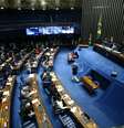 Sessão do Senado aprovou, nesta segunda, a reoneração da folha de pagamento para compensar perdas com o desconto no preço do diesel.  Foto: Dida Sampaio|Estadão / Estadão