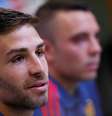 Iago Aspas e Yeray Alvarez na coletiva de imprensa da Seleção Espanhola   Foto: Juan Medina / Reuters