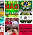 Algumas das imagens que mais circularam em grupos de WhatsApp sobre a greve de caminhoneiros / Imagem: Reprodução Projeto Eleições Sem Fake e grupos de WhatsApp  Foto: BBC News Brasil