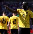Lukaku comemora seu primeiro gol, o segundo da Bélgica  Foto: Kevin C. Cox / Getty Images 