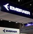 Logos da Embraer em convenção do setor aéreo no Aeroporto de Genebra, na Suíça
28/05/2018 REUTERS/Denis Balibouse   Foto: Denis Balibouse / Reuters