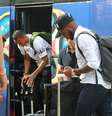 Jogadores brasileiros no embarque de Kazan para o Brasil  Foto: Alexey Nasyrov / Reuters