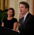 Brett Kavanaugh discursa, na presença de Donald Trump, após sua indicação à Suprema Corte  Foto: Jim Bourg / Reuters