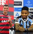 Alguns jogadores chegam ao Brasil; outros dão adeus  Foto: Richard Ducker/FramePhoto/Gazeta Press - Léo Pinheiro/FramePhoto/Gazeta Press - Gilvan de Souza / Flamengo / Gazeta Press