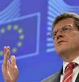 Maros Sefcovic durante conferência em Viena, na Áustria  Foto: Eric Vidal / Reuters