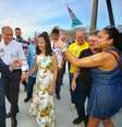 Geraldo Alckmin com sua esposa Lu e a vice Ana Amelia durante ato em Porto Alegre  Foto: Ciete Silverio/Divulgação/Campanha Geraldo Alckimin / Estadão