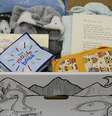 A caixa de papelão contém uma variedade de produtos essenciais para bebês recém-nascidos  Foto: Governo escocês / BBC News Brasil