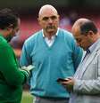 Presidente do Palmeiras Maurício Galiotte, acompanhado do diretor de futebol Alexandre Mattos e do gerente de futebol Cícero Souza  Foto: Jales Valquer / Framephoto / Estadão