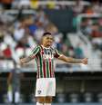 Luciano, jogador do Fluminense, comemora seu gol durante partida contra o Atlético-MG, válida pela trigésima rodada do Campeonato Brasileiro 2018.  Foto: Marcelo de Jesus/Raw Image / Gazeta Press