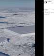 Fotografia mostra um iceberg plano e retangular  Foto: Reprodução/Facebook / Estadão