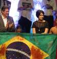 O candidato do PT à Presidência da República, Fernando Haddad, e sua vice na chapa, Manuel D´Ávila, participam de ato no Teatro da Pontifícia Universidade Católica de São Paulo (Tuca), na capital paulista, nesta segunda-feira, 22.  Foto: Nilton Fukuda / Estadão