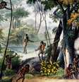 Pintura 'Ponte de Cipó', de Johann Moritz Rugendas, feita em 1835, durante expedição Langsdorff / Reprodução de imagens Pablo Diener - Tratamento Entrelinhas Editora  Foto: Divulgação / BBC News Brasil