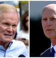 Senador Bill Nelson e governador Rick Scott  Foto: Kevin Kolczynski e Joshua Roberts / Reuters