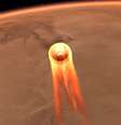 Ilustração mostra descida da InSight, cujo pouso era considerado arriscado  Foto: NASA / BBC News Brasil