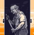 Ilustração mostra homem varrendo em meio a paisagem da orla carioca  Foto: André Valente/BBC News Brasil / BBC News Brasil
