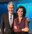 William Bonner e Renata Vasconcellos, do Jornal Nacional: o povo ainda prefere o telejornalismo às notícias online  Foto: Facebook / Reprodução