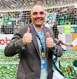 Presidente reeleito do Palmeiras, Mauricio Galiotte, comemora o título de campeão brasileiro de 2018 após a partida contra o Vitória, no Allianz Parque  Foto: MARCELLO FIM/O FOTOGRÁFICO / Estadão