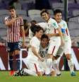 Hiroki Abe comemora o terceiro gol do Kashima contra o Chivas  Foto: Andrew Boyers / Reuters