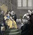 Ilustração de artista desconhecido, de 1826, mostra o ato de união entre a Inglaterra e a Escócia sendo lido diante da rainha Anne em 1707  Foto: Getty Images / BBC News Brasil