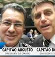 Capitão Augusto e presidente Jair Bolsonaro em vídeo gravado antes das eleições 2018  Foto: Reprodução / Estadão