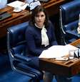 Simone Tebet, na sessão de posse dos novos senadores  Foto: Agência Senado / BBC News Brasil