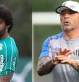 Ricardo Goulart, jogador do Palmeiras, e Jorge Sampaoli, técnico do Santos  Foto: CESAR GRECO/FOTOARENA; e GUILHERME DIONíZIO / Estadão