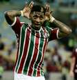 Comemoração do gol de Yony Gonzalez, do Fluminense, em partida contra o Flamengo, válida por uma vaga na decisão da Taça Rio, o segundo turno do Campeonato Carioca, realizado no Estádio Jornalista Mário Filho (Maracanã), na zona norte do Rio de Janeiro, nesta quarta-feira (27).  Foto: MARCELLO DIAS/ELEVEN / Estadão Conteúdo
