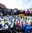Homenagens de fãs a rapper indicado ao Grammy Nipsey Hussle, que foi morto a tiros em Los Angeles do lado de fora de sua loja de roupas
01/04/2019
REUTERS/Mario Anzuoni  Foto: Reuters