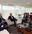 Reunião do presidente Jair Bolsonaro com o ministro Onyx Lorenzoni, com o presidente do MDB, Romero Jucá, com o deputado federal Baleia Rossi (MDB-SP) e com o senador Eduardo Braga (MDB-AM)  Foto: Marcos Correa/Presidência da República / Estadão Conteúdo