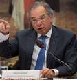 O ministro da Economia, Paulo Guedes, durante audiência na Comissão de Constituição e Justiça (CCJ) da Câmara dos Deputados para discutir a reforma da Previdência  Foto: André Coelho / Estadão