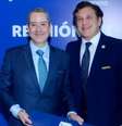 À esquerda, o novo presidente da CBF, Rogério Caboclo; à direita, o presidente da Conmebol, o paraguaio Alejandro Domínguez  Foto: Twitter Oficial / Conmebol / Estadão Conteúdo