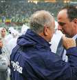 Rogério Ceni, técnico do Fortaleza, e Luiz Felipe Scolari, do Palmeiras se abraçam antes do início da partida entre Palmeiras x Fortaleza, pela 1ª rodada do Brasileirão na Arena Allianz Parque  Foto: LECO VIANA/THENEWS2 / Estadão