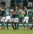 Deyverson, do Palmeiras, comemora após marcar gol em partida contra o Internacional, válida pela 3ª rodada do Campeonato Brasileiro 2019, no Allianz Parque  Foto: Alex Silva / Estadão