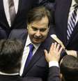 Líderes do centrão fizeram um acordo com o presidente da Câmara, Rodrigo Maia (DEM-RJ), para votar MP 870  Foto: SERGIO LIMA/AFP/Getty Images / BBC News Brasil