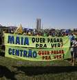 Manifestação em apoio ao presidente Jair Bolsonaro na manhã deste domingo (26) em Brasília  Foto: DIDA SAMPAIO / Estadão Conteúdo