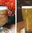 Cervejas com glitter.  Foto: Instagram / @cleophus_quealy | Instagram / @beerdeluxesydney / Estadão Conteúdo