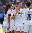 Jogadoras americanas comemoram segunda vitória na Copa do Mundo  Foto: Michael Chow-USA TODAY Sports / Reuters