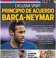 Capa do jornal Sport anuncia acordo entre Neymar e o Barcelona. Falta acordo com o PSG  Foto: Reprodução / Estadão