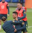 Filipe Luís, Casemiro e Gabriel Jesus durante treino da Seleção Brasileira   Foto: Alex Silva / Estadão Conteúdo