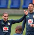 Filipe Luís durante treino da Seleção Brasileira de futebol na Granja Comary, em Teresópolis, durante a Copa América  Foto: ALEX SILVA / Estadão Conteúdo