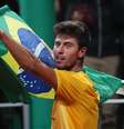 Joao Menezes celebra vitória sobre chileno Tomas Barrios  Foto: Ivan Alvarado / Reuters
